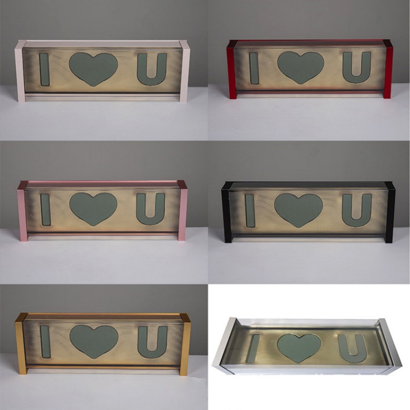 新款长方形透明亚克力ILOVEYOU爱你情人节告白永生香皂花头礼物盒