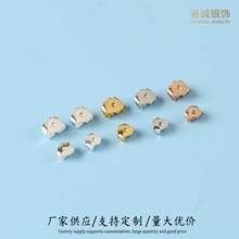 S925纯银镀金花边形耳帽耳堵耳塞手工耳钉耳环耳托diy配件配饰