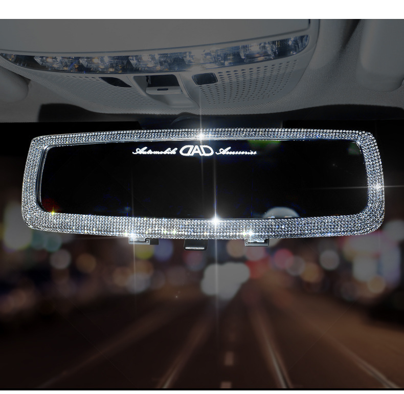 Car Rearview Mirror Decorative Cover, Cute Korean Diamond-Encrusted Car Supplies Mirror Cover, Car Reversing Mirror Decoration Collection