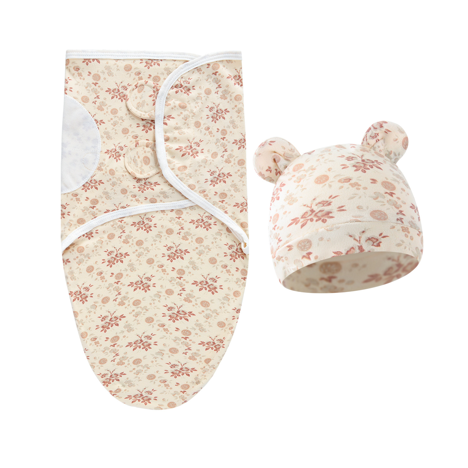 살구 꽃무늬 (포대기 + 싱글 기장)