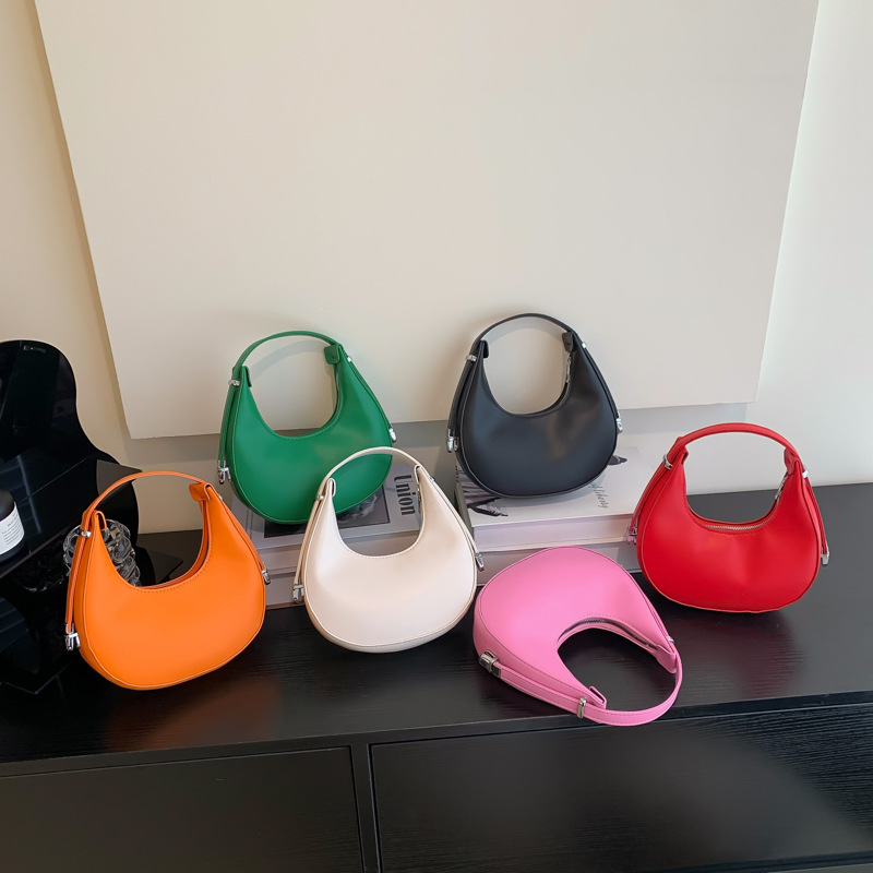 Estilo francés nicho media luna bolsa para mujeres 2023 verano nueva moda color sólido casual textura moda hombro bolsa axila bolsa