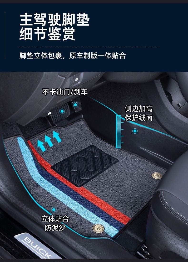 Full-coverage TPE car floor mats for five-seater driver's side, waterproof and wear-resistant, snow-resistant loop carpet floor mats for the car interior