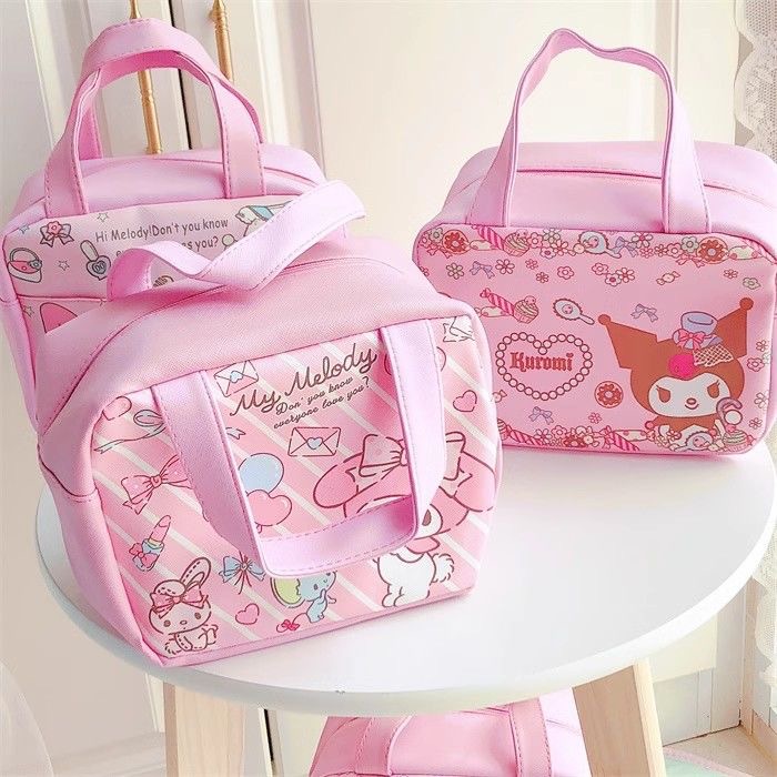 Cartoon japonés Kulomi lindo aislamiento bolsa de almuerzo conveniente plegable de cuero PU aluminio bolsa de almuerzo portátil