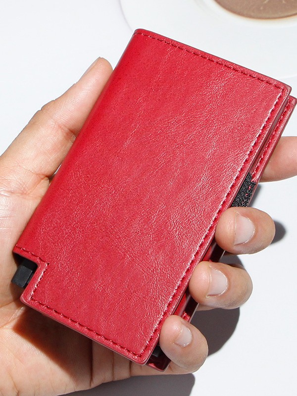 Monedero minimalista de hombre FRID multifuncional de cuero ultra delgado tarjeta de crédito corta tarjeta de cambio