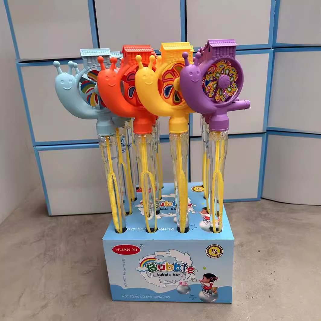 Children's Cartoon Bubble Blowing Water Stick Outdoor Parent-Child Toy New Snail Windmill Bubble Stick Night Market Stall Glowing
