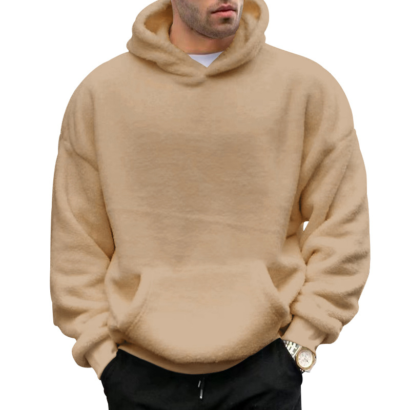 Herren Winter Kapuzenpullover Aus Flanell Mit Lammwolle Gefüttert_voghion.com