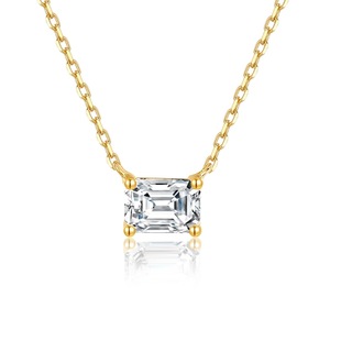 Fashionable 14K Gold Necklace Set with Cultured Diamonds 0.5 Carat Emerald Cut K Gold Platinum Real Diamond Clavicle Chain