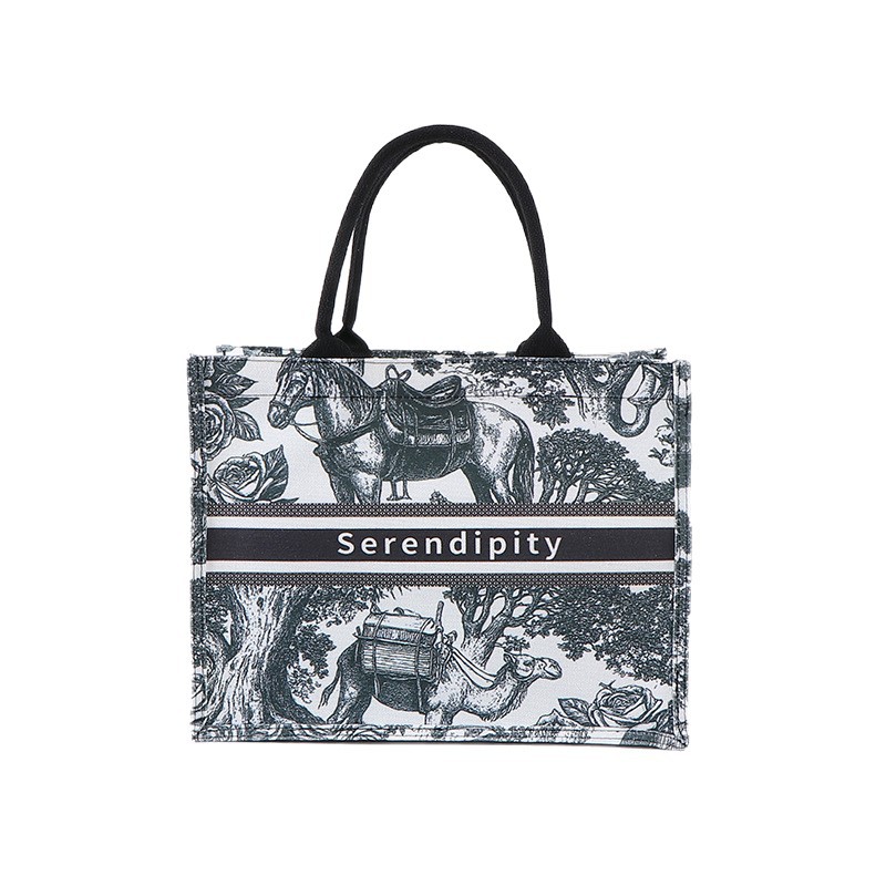 Invierno impresión lienzo bolsa de mano al aire libre acampamiento bolsa de compras retro bolsa de gran capacidad mujer al por mayor