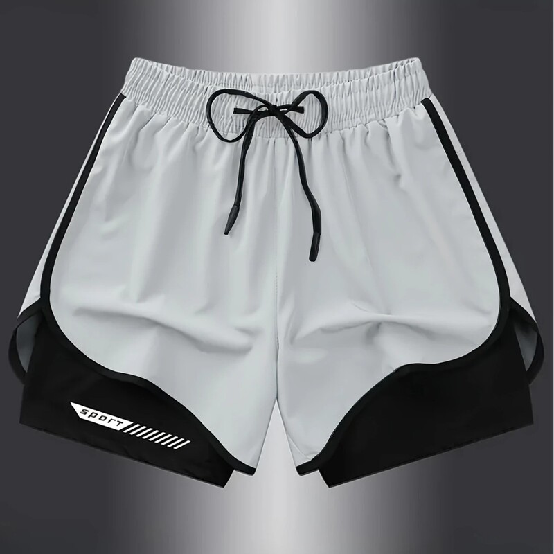 Cross-Border Hot Selling Fake Two-Piece Sports Shorts Marathon Running Fitness Cycling Sports Quick-Drying Sweat-Wicking Breathable Shorts
