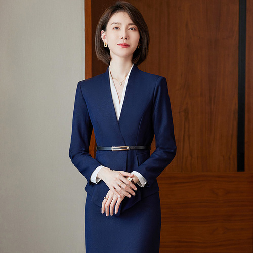 Autumn business attire suit, feminine, fashionable and high-end hotel front desk lobby manager beauty salon work clothes