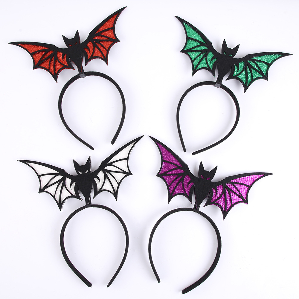 Amazon Halloween murciélago personalidad extraña ala polvo brillante cabeza bandero fantasma fiesta de maquillaje decoración perno de cabeza