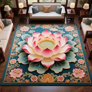 Lotus Lotus Carpet Chinese Square Crystal Velvet Full Shop Pad Absorbent Non-slip Easy-care Easy-to-clean Floor Mat