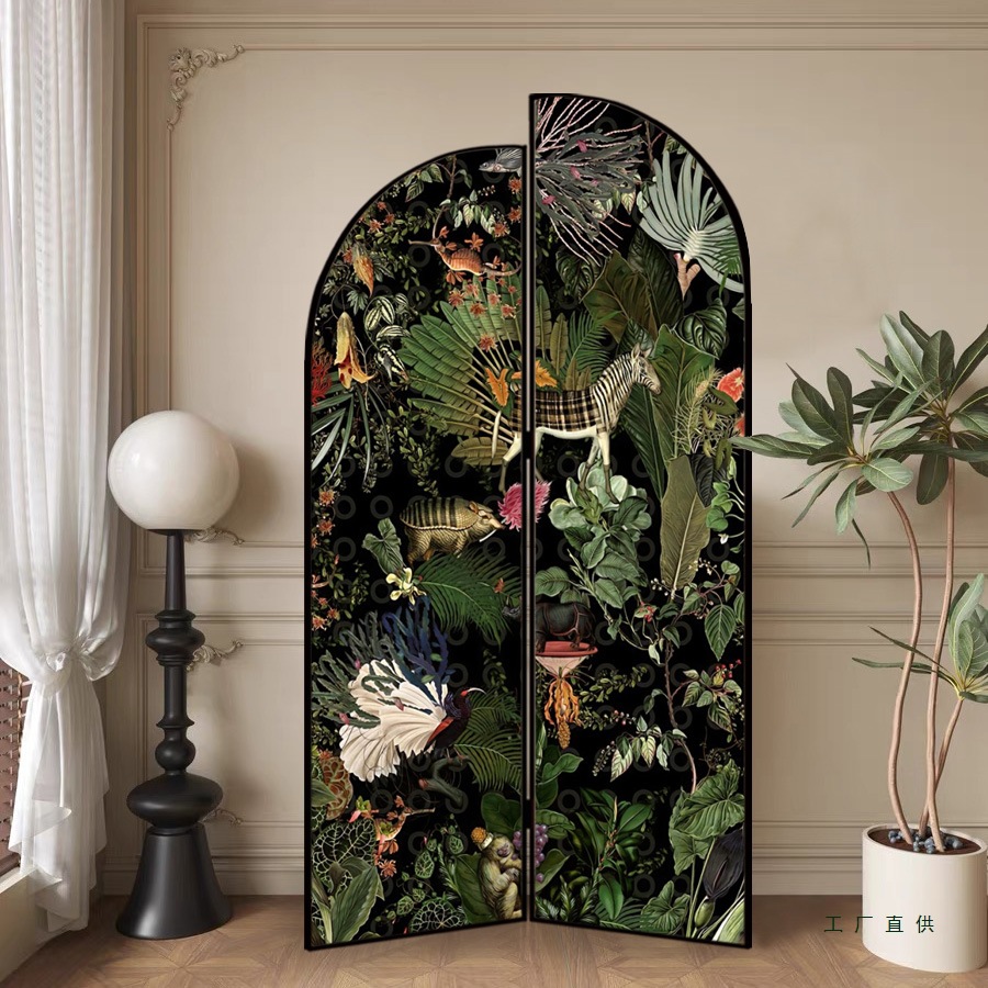 French-Style Vintage Screen Partition for Living Room Entrance, Light Luxury Sofa Background, Movable Folding Retro High-End Folding Screen