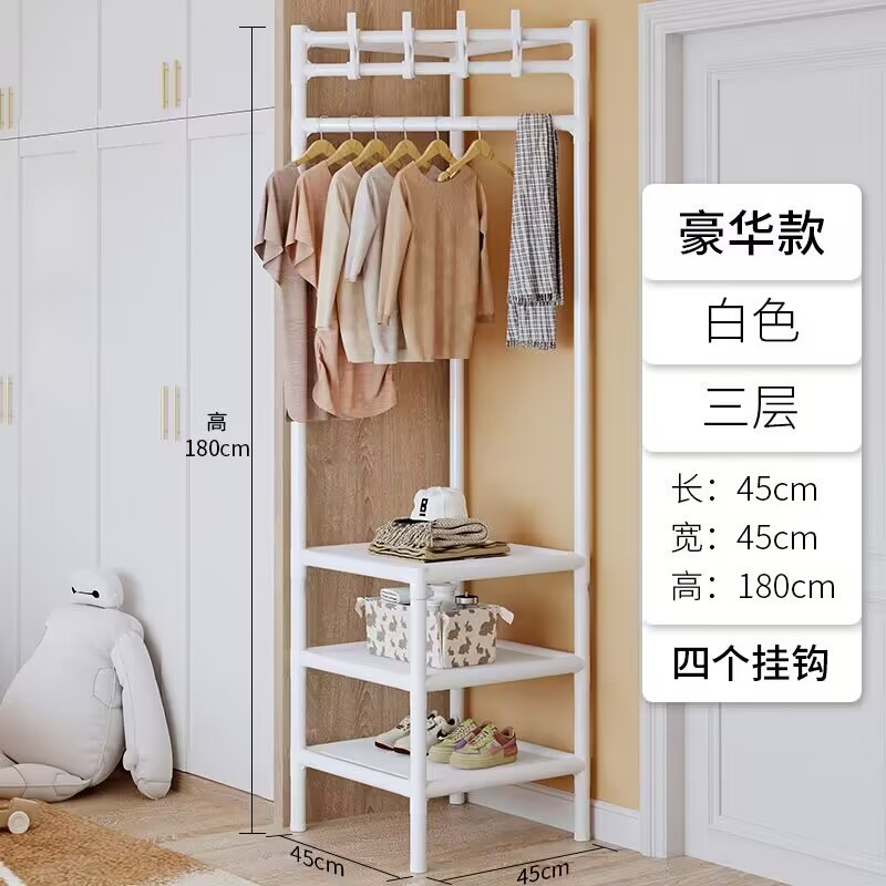 国境を越えた売れ筋の家庭用コーナー コート ラック、床置き型洋服ラック、多層収納ラック、寝室のベッドサイド シューズ ラック卸売|undefined