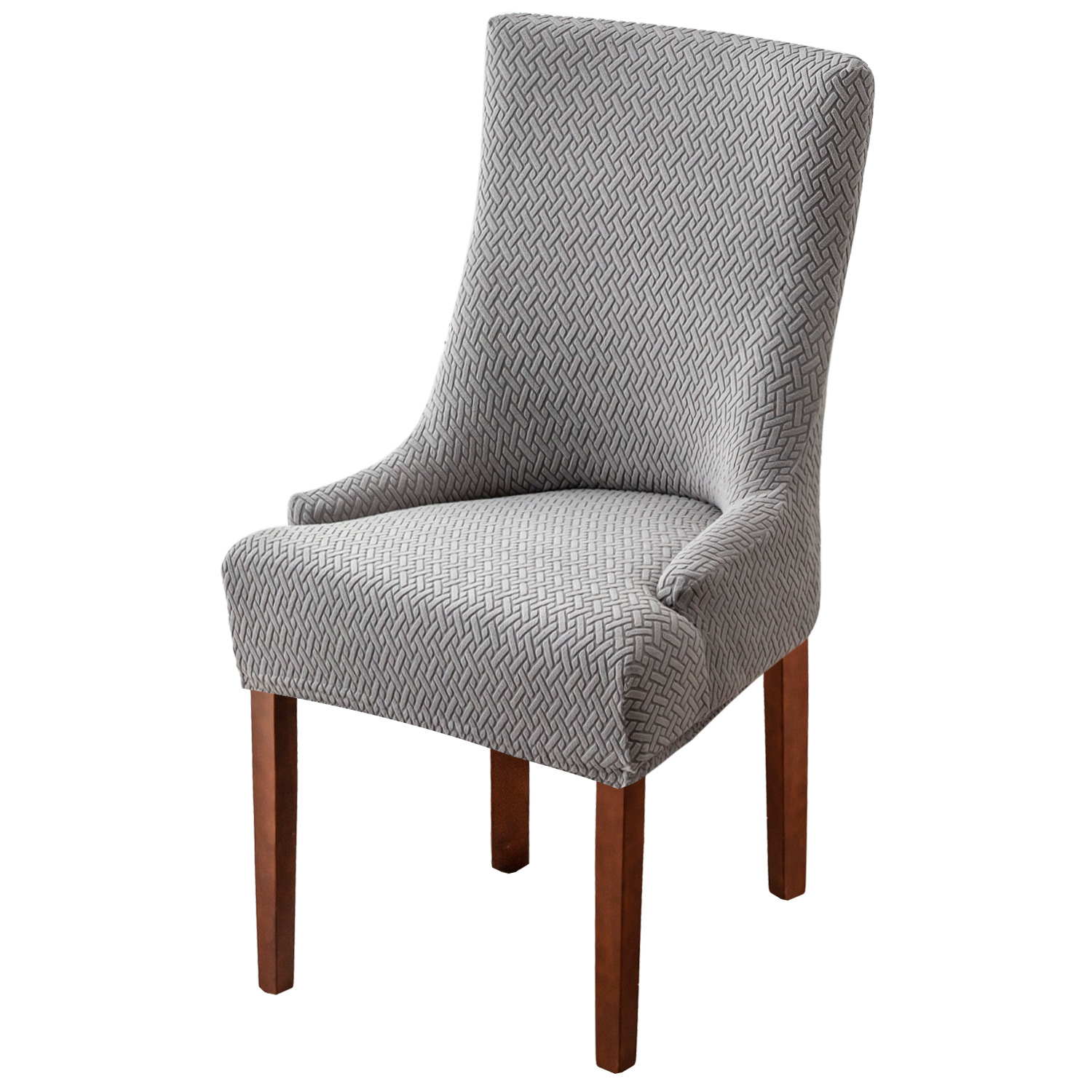 Cross-Border Long Plaid Jacquard Armchair Cover Pure Color One-Piece Elastic Chair Cover Wholesale Dining Chair