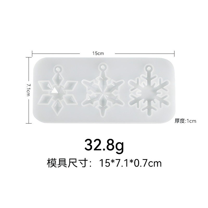 Navidad copo de nieve molde de silicona espejo Pulido-libre de resina copo de nieve llavero colgante epoxi molde