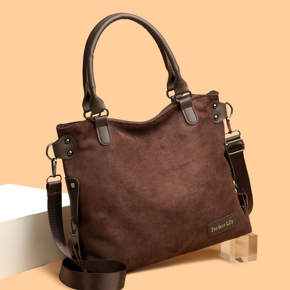 Large Capacity Suede Bag For Women, Autumn Winter New Fashion Retro Handbag, Crossbody Shoulder Bag, Commuter Tote Bag - Thumbnail 4