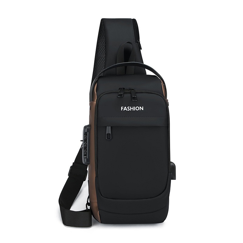 Nuevo bolso de pecho USB para hombres, bolso de hombro de mano de lujo ligero y versátil, bolso de hombro multifuncional, bloqueo de contraseña, bolso anti-robo