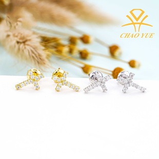 Unique Cross-Shaped Earrings, S925 Silver, Vvs Moissanite, Passes Diamond Test, Fashionable Style for Men and Women in Europe and America