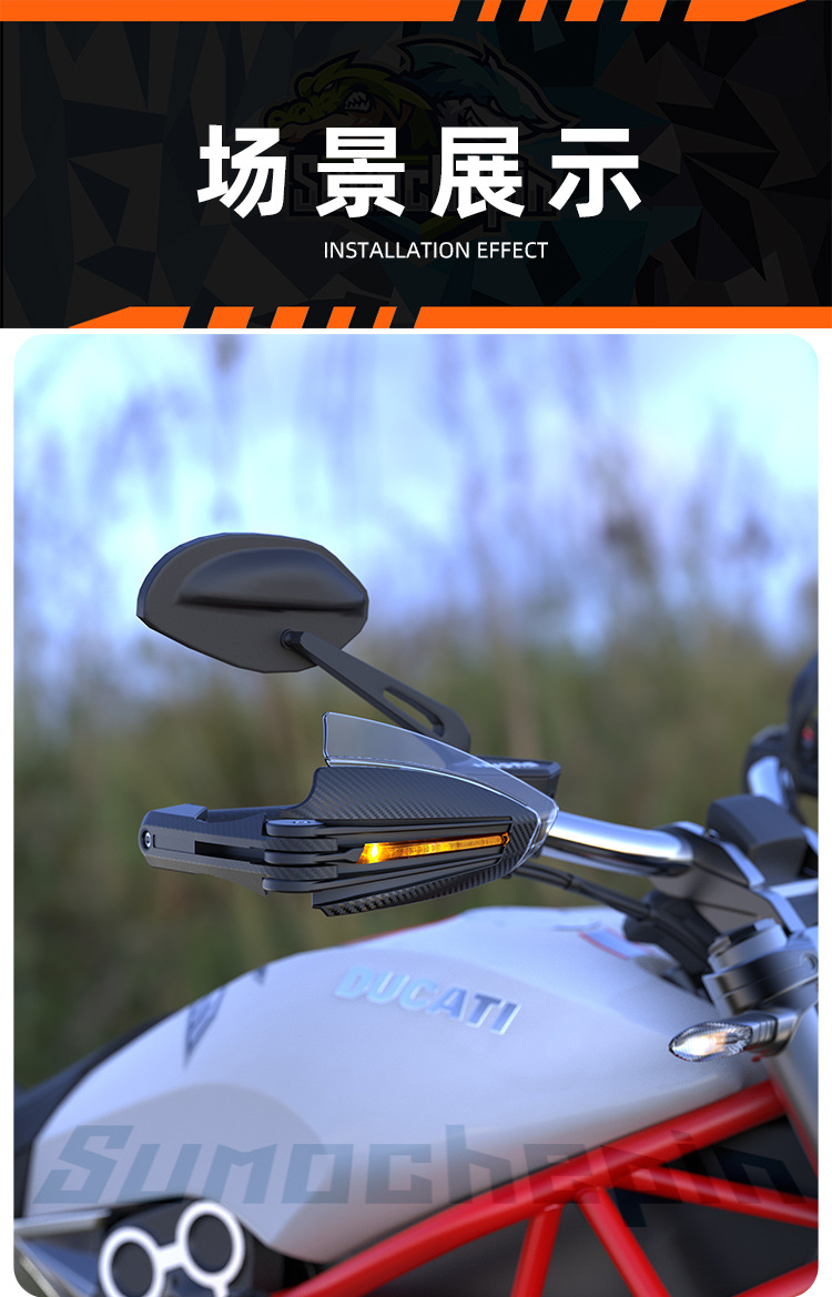 Motorcycle Accessories Led Lighted Handguards, Windproof, Anti-Fall, Foldable Handguards, Led Daytime Running Lights, Turn Signal Lights, Handrails