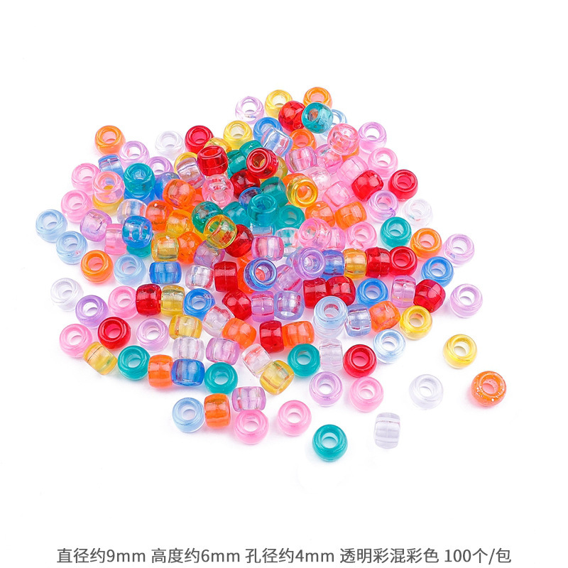 #02 barrel beads transparent color mixed color