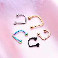 Cross-border supply European and American stainless steel U-shaped lip nails and lip rings, round-headed versatile titanium steel lip ornaments without holes, jewelry wholesale