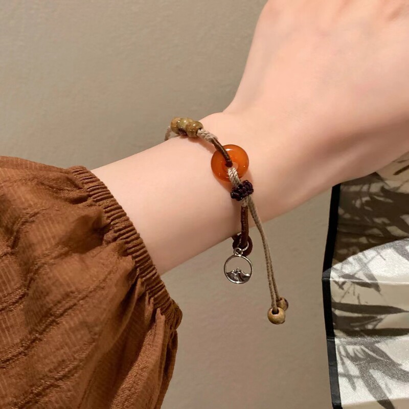 Maillard Amber Safety Buckle Bracelet for Women 2026 New Style New Chinese Style Braided Bracelet Retro Ethnic Style Hand Jewelry