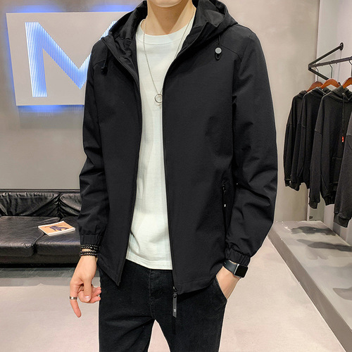 Jacket for Men Spring Men Korean Style Loose Casual Outerwear Youth Workwear Hooded Jacket Top Trendy