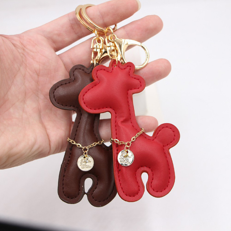 PU Leather Giraffe Leather Keychain Car Pendant Cartoon Animal Fawn Schoolbag Pendant Batch Set Hair PU Leather Giraffe Leather Keychain Car Pendant Cartoon Animal Fawn Schoolbag Pendant Batch Set Hair