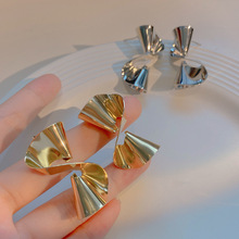 新款ins网红简约扭曲螺旋不规则耳环 韩国复古金属S925银针耳环潮