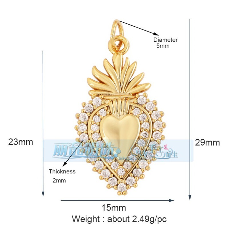 3g Weight Pendant Jewelry Making Type DIY Jewelry Accessories Classification 1 Piece Quantity Copper Material Heart Shape Pattern Hip-Hop, Vintage Style Style 1 Piece Copper Heart Shape Pendant 26