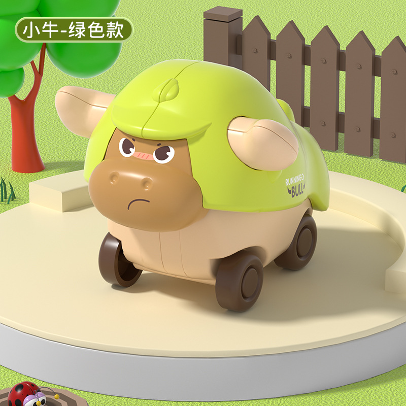 Tiktok mismo lindo divertido becerro inercia resistente a la caída niño pequeño tirar hacia atrás scooter prensa inercia coche de juguete para niños