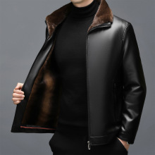 海宁皮衣男真皮皮毛一体男式加厚保暖男士羊皮夹克翻领外套爸爸装