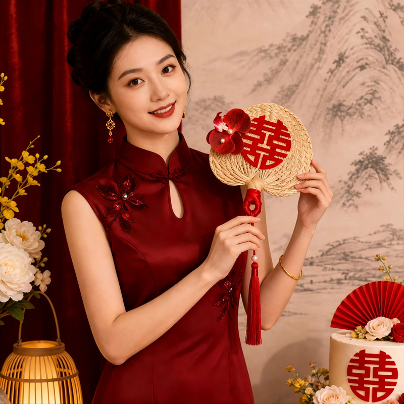 Bridal Morning Robe for Photoshoot, Wedding Fan, Hand-Held Fan, Banana Leaf Fan, Photo Props, Wedding Hand-Held Cattail Fan, Double Happiness Character, Straw Fan Bridal Morning Robe for Photoshoot, Wedding Fan, Hand-Held Fan, Banana Leaf Fan, Photo Props, Wedding Hand-Held Cattail Fan, Double Happiness Character, Straw Fan