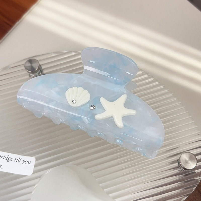 新款海洋系列抓夹小众高级感海星贝壳鲨鱼夹度假风盘发发饰头饰女|undefined