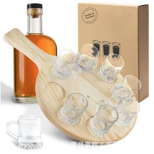 Creative Simple Solid Wood Wine Glass Tray Household Handheld Wooden Spirit Board Bar Portable Wooden Mixing Tray