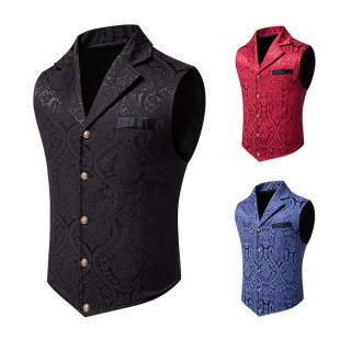 Amazon 2025 Spring New Men's European Medieval Floral Retro Vest Men's Casual Suit Vest Men