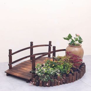 Extra Large Garden Furnishings Outdoor Wooden Bridge Carbonized Wooden Bridge Courtyard Small Wooden Bridge Arch Bridge Outdoor Old Balcony