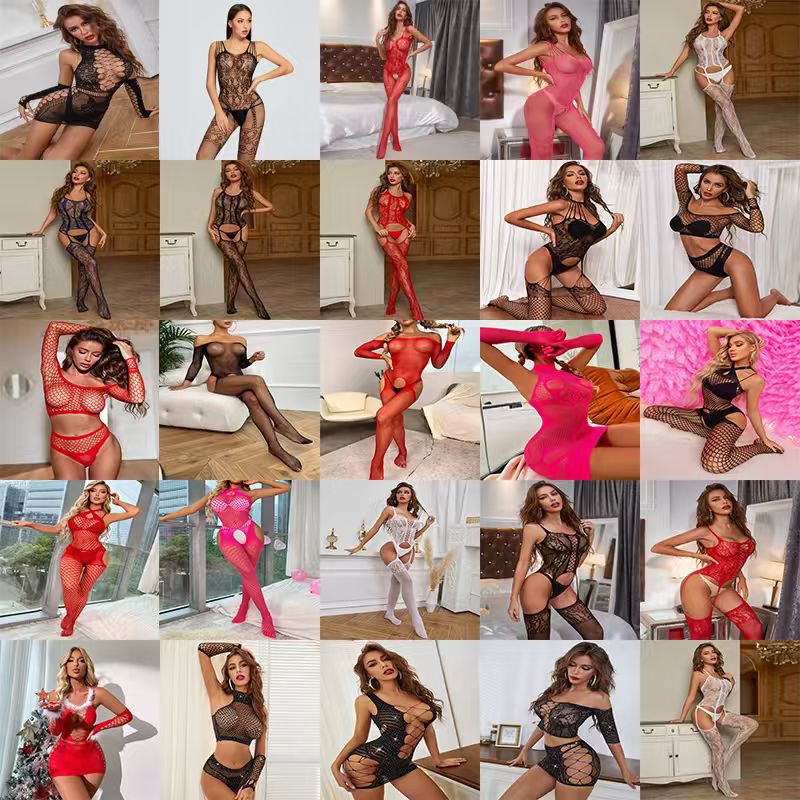 Benzy transfronterizo uniformes de Navidad sexy pijamas seducción erótica abierto en la perspectiva de la red de medias accesorios gran túnica
