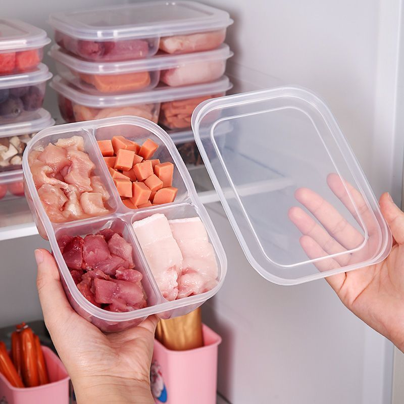 4コンパートメント冷蔵庫冷蔵保存ボックス食品グレードの包装鮮度保持ボックス密封食品冷凍肉玉ねぎ生姜ニンニク野菜付き|undefined
