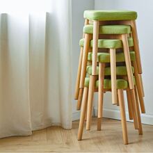 新品实木可叠放实木布艺方凳省空间家用餐椅可叠摞不占地方的布艺