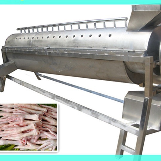 供应卧式鸡爪脱皮机 大产量鸡爪漂烫脱皮生产线加工设备