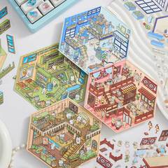 早沫3D立体造景贴纸 咖啡甜点屋系列 创意有趣场景diy拼贴贴纸