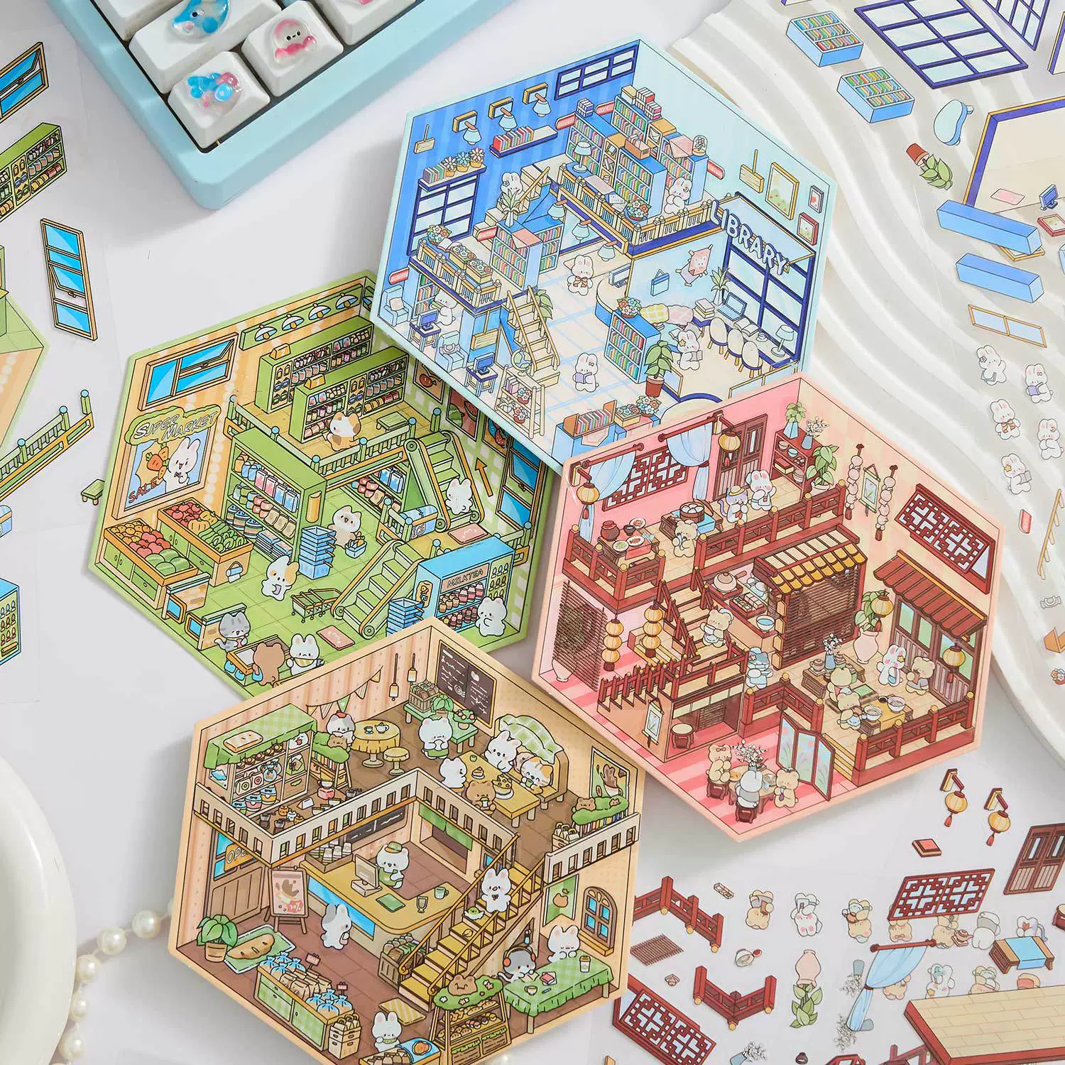 Ранняя пена 3D стерео ландшафтная наклейка кофе десертный дом серии креативная забавная сцена diy коллаж наклейки