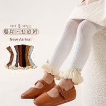 2025新款打底裤宽条九分花边裤腿儿童韩国公主蝴蝶结宝宝婴儿裤袜