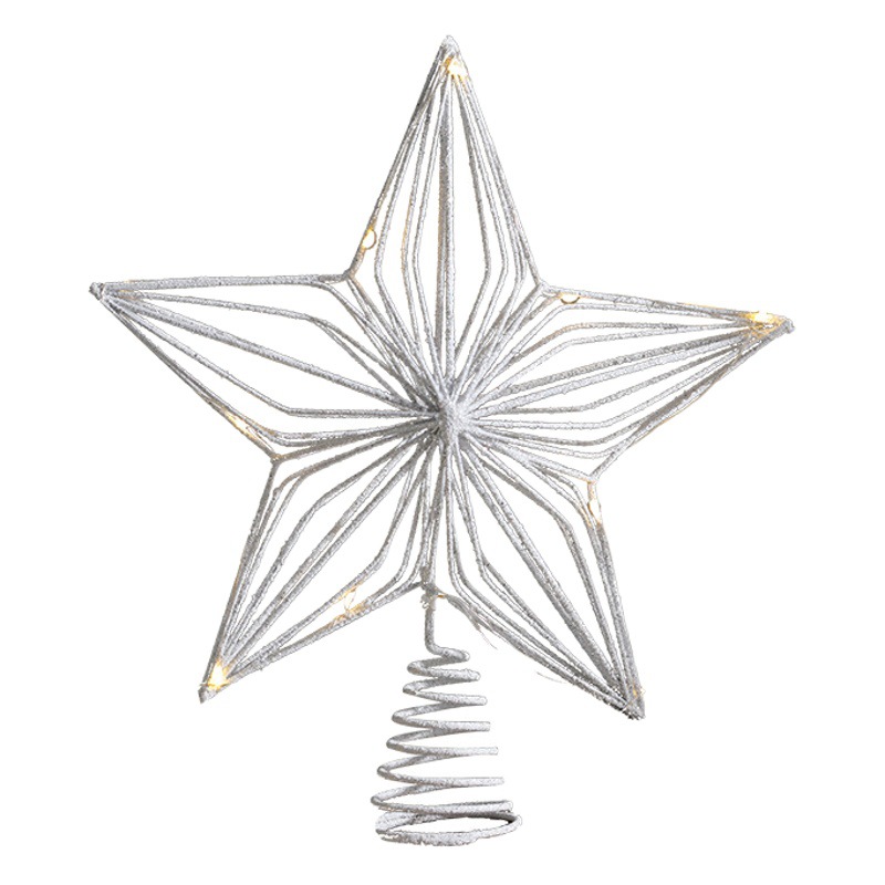 Nuevos productos transfronterizos árbol de Navidad estrella dorada plata blanca brillante árbol de Navidad decoración de Navidad estrella de cinco puntas