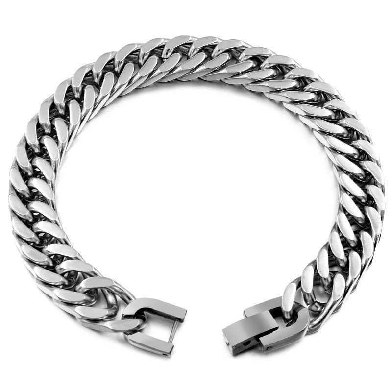Cuban Bracelet Men's Niche Design High-end American Style Titanium Steel Men's Bracelet Fashionable Simple and Generous Men's Bracelet