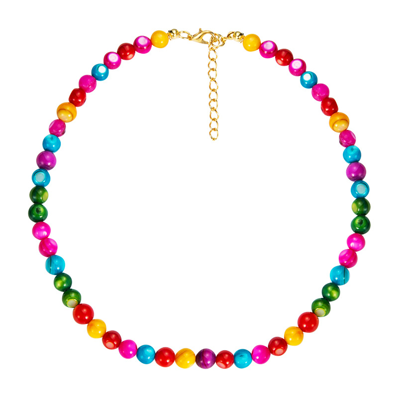 Bohemian Colorful Glass Handmade Beaded Clavicle Chain display picture 6