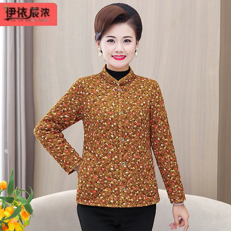 Зимняя одежда для пожилых людей легкая теплая Цветочная одежда на хлопковой подкладке теплая одежда для 60-летней мамы и бабушки на хлопковой подкладке с эластичной подкладкой