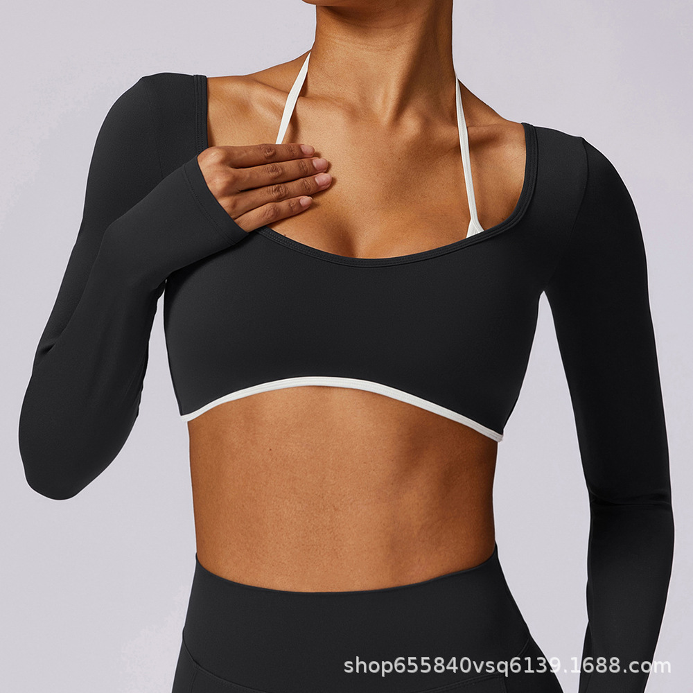 Desnudo delgado seco rápido ropa de yoga de espalda camiseta deportiva de manga larga camiseta de ejercicio de manga larga image 1